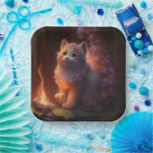 Assiettes en carton chat Fleur (Fête)