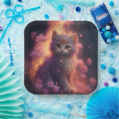 Assiettes en carton chat Fleur (Fête)