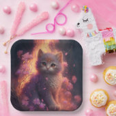 Assiettes en carton chat Fleur (Fête)