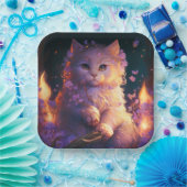 Assiettes en carton chat Fleur (Fête)