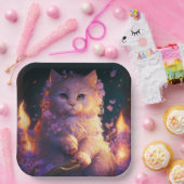 Assiettes en carton chat Fleur (Fête)