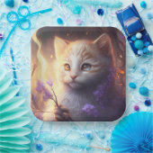 Assiettes en carton chat Fleur (Fête)