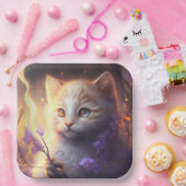 Assiettes en carton chat Fleur (Fête)