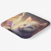 Assiettes en carton chat Fleur (Angulaire)