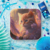 Assiettes en carton chat Fleur (Fête)