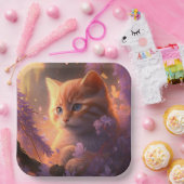 Assiettes en carton chat Fleur (Fête)