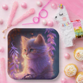 Assiettes en carton chat Fleur (Fête)