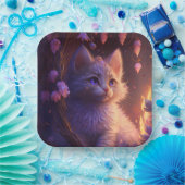 Assiettes en carton chat Fleur (Fête)