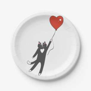 Assiettes En Carton Chat flottant attaché à un ballon - Choisir la c