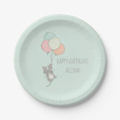 Assiettes En Carton Chat gris sucré avec ballons fête d'anniversaire (Devant)