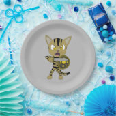 Assiettes En Carton Chat guerrier Chibi (Fête)