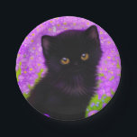 Assiettes En Carton Chat Gustav Klimt<br><div class="desc">Plaques en papier avec un chat Gustav Klimt ! Ce chaton moelleux se trouve dans un champ vert de fleurs violettes. Un cadeau parfait pour les amateurs d'art amoureux des chats et autrichiens !</div>