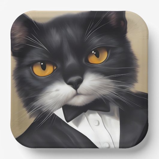 Assiettes En Carton Chat intelligent (Recto)