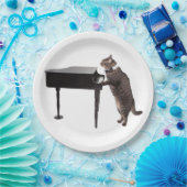 Assiettes En Carton Chat Jouer Piano (Fête)