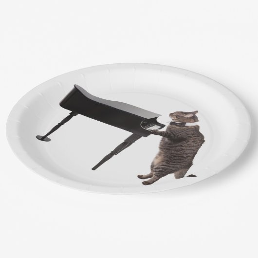 Assiettes En Carton Chat Jouer Piano (Angle)