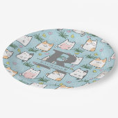 Assiettes En Carton Chat Kawaii dans un Arrière - plan bleu ciel (Angle)