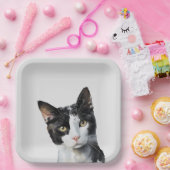 Assiettes En Carton Chat Kitty blanc gris noir (Fête)
