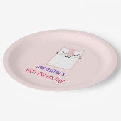 Assiettes En Carton Chat Kitty Sleeping Rose Anniversaire (Angle)