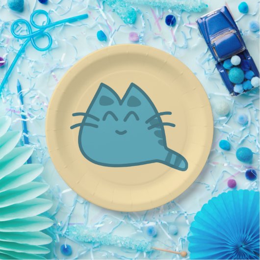 Assiettes En Carton Chat Kitty souriant bleu (Fête)