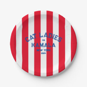 Assiettes En Carton Chat Ladies For Kamala 2024 Custom State Red Strip