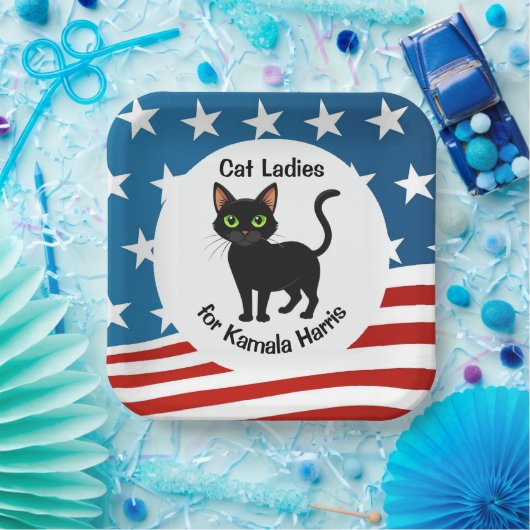 Assiettes En Carton Chat Ladies for Kamala Harris Design (Fête)