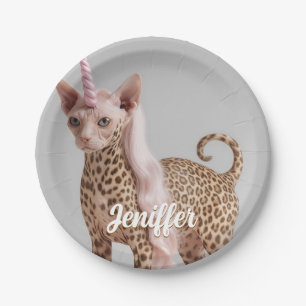 Assiettes En Carton Chat Licorne Léopard Glamour en Talons à Fourrure