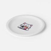 Assiettes En Carton Chat mangeant des sushis (Angle)