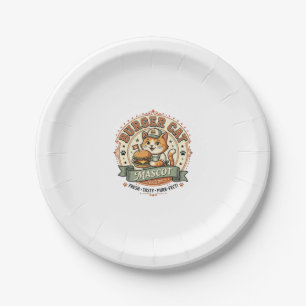 Assiettes En Carton Chat mascotte Burger Chat mascotte Fast Food Chat