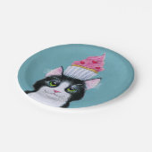 Assiettes En Carton Chat mignon avec Cupcake rose (Angle)