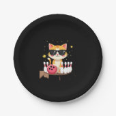 Assiettes En Carton Chat mignon Avec Lunettes De Soleil Chat Jouer Bow (Devant)