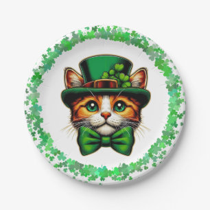 Assiettes En Carton Chat mignon/chaton Saint Patrick's Day