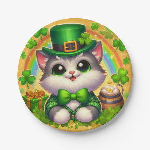 Assiettes En Carton Chat mignon/chaton Saint Patrick's Day