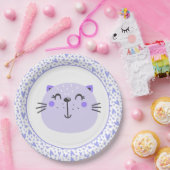 Assiettes En Carton Chat mignon pourpre | Plaques de papier Baby showe (Fête)