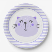 Assiettes En Carton Chat mignon pourpre | Plaques de papier Baby showe (Devant)