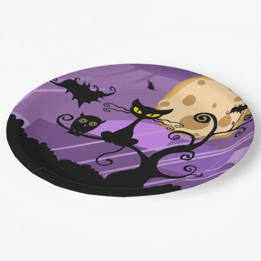 Assiettes En Carton Chat noir (Angle)