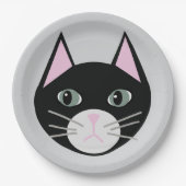 Assiettes En Carton Chat noir (Devant)