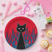 Assiettes En Carton Chat noir (Fête)