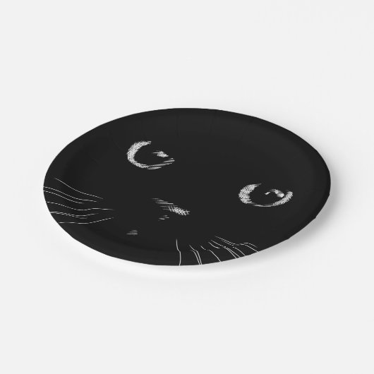 Assiettes En Carton chat noir  (Angle)