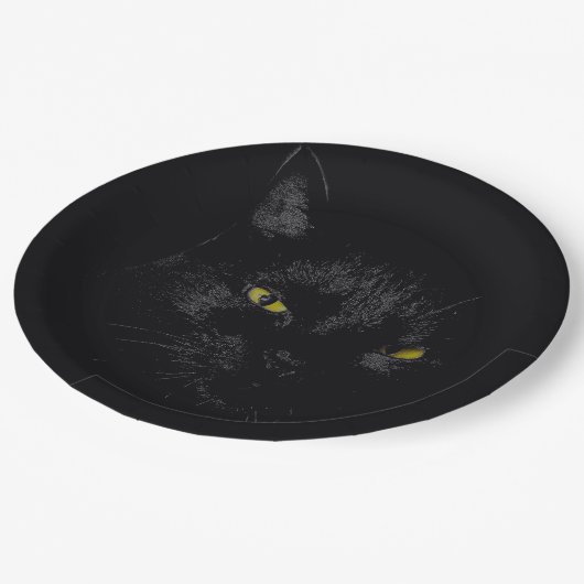 Assiettes En Carton Chat noir (Angle)