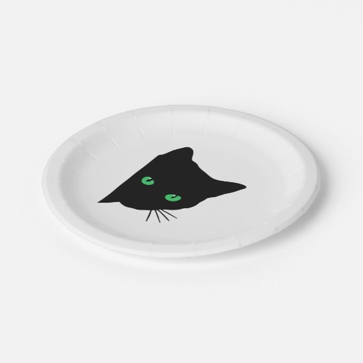 Assiettes En Carton chat noir aux yeux verts (Angle)