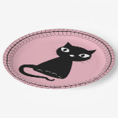Assiettes En Carton Chat noir avec cordon (Angle)