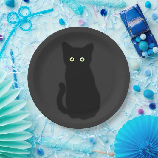 Assiettes En Carton Chat noir, chaton mignon, fun spottaculaire classi (Fête)