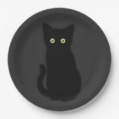 Assiettes En Carton Chat noir, chaton mignon, fun spottaculaire classi (Devant)