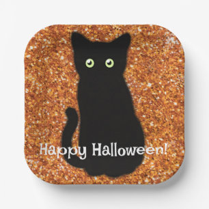 Assiettes En Carton Chat noir, chaton mignon, parties scintillant oran