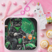 Assiettes En Carton Chat noir conduite vélo St. Patrick's Day (Fête)