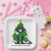 Assiettes En Carton Chat noir croustillant habillé en arbre (Fête)