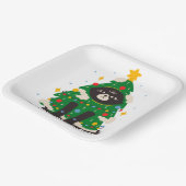 Assiettes En Carton Chat noir croustillant habillé en arbre (Angulaire)