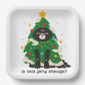 Assiettes En Carton Chat noir croustillant habillé en arbre (Recto)