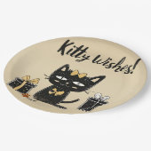 Assiettes En Carton Chat Noir Cute Avec Anniversaire Actuel (Angle)