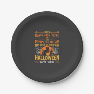 Assiettes En Carton Chat noir de citrouille d'Halloween Conception de